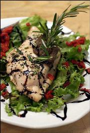 This dish of chicken breast stuffed with mushrooms and shallots in
a reduction sauce of mushrooms and marsala wine is available at the
Community Mercantile Co-op.