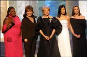 The cast of the television show "The View," nominated this year for
best talk show and talk show host, appears at the 2001 Daytime Emmy
Awards at New York&squot;s Radio City Music Hall, May 18, 2001. From left
are Star Jones, Joy Behar, Barbara Walters, Lisa Ling and Meredith
Vieira. The cast was relieved to receive nods as it announced the
Daytime Emmy nominations live on Wednesday&squot;s edition of "The View."
"All My Children," another ABC show, led daytime television with 17
nominations.