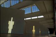 Dan Flavin's "monuments" series of neon light sculptures are
arrayed in a gallery at the new Dia:Beacon museum in Beacon, N.Y.,
April 28, 2003. With 240,000 square feet of gallery space in a
former factory, the $30 million Dia:Beacon will be the largest
contemporary art museum in the world when it opens May 18.