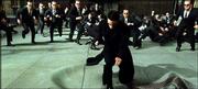 Neo (Keanu Reeves) fights dozens of Agent Smith clones (Hugo
Weaving) in a scene from "The Matrix Reloaded."