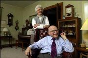 Betty and Phil Stevens first met in 1948 in Topeka when Phil was
dating Betty's roommate. They eloped in 1950 and married in
Bentonville, Ark. They have six children.