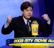 Actor Mike Meyers wins best comedic performance award at the MTV
Movie Awards Saturday in Los Angeles.