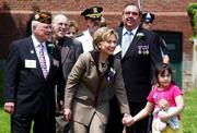 New York Sen. Hillary Clinton attends the Purple Heart First Day
Stamp ceremony in Newburgh, N.Y. Clinton says she has no interest
in running for the White House in 2004.