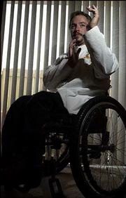 Steve Carrier has studied White Dragon Kung Fu for the past 10
years and has been offering instruction in the discipline for the
past six years, all while using a wheelchair and crutches. Carrier
has a congenital condition called arthrogryposis that stunted the
development of bones and joint structures in his legs. "To me, my
disability does not tell me who I am," he says.