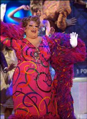 Harvey Fierstein performs with the cast of "Hairspray" during the
57th Annual Tony Awards Sunday at New York&squot;s Radio City Music Hall.
The musical won eight Tonys.