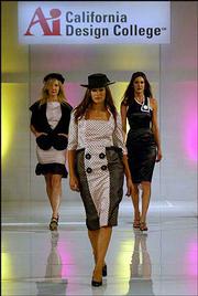 Students at the California Design College recently staged the
Trendsetters in Television fashion show, which included
above-the-knee dresses in polka-dot prints down the runway for a
modern "I Love Lucy."