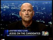 Months after announcing that he would soon get his own nightly
cable show on MSNBC, former Minnesota Gov. Jesse Ventura has yet to
hit the airwaves on a regular basis. MSNBC has eased Ventura into
its schedule with short segments during the "Lester Holt Live"
show, including this June 19 appearance.