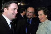 Actor Nathan Lane, left, James Lipton, center, of the Actor's
Studio and former actress Kitty Carlisle Hart, 92, attend the
renaming ceremony dedicating The Al Hirschfeld Theatre, formerly
the Martin Beck Theatre Monday in New York. Hirschfeld, who died
Jan. 20 at age 99, made the stage and its performers come alive in
graceful pen-and-ink drawings.