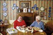 Shirlene Wedd, left, and her mother, Shirley Wedd, are members of
the Kaw Valley Quilters Guild. The Wedds, who have quilted together
for more than 25 years, are part of the guild's 26th annual quilt
show next weekend. They quilted on Tuesday at Shirley's Lawrence
home.