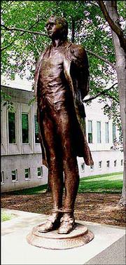 A statue of Nathan Hale stands outside CIA headquarters in Langley,
Va. A manuscript given to the Library of Congress may solve a
mystery as old as the American Revolution: how the British caught
and executed Hale for spying.