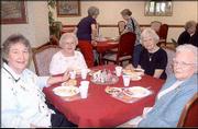 From left, Nita Grier, Ann Bricker, Mildred Kratt and Dorothy
Anderson attend Lawrence Presbyterian Manor's Soup and Pie Supper
and Auction. About 400 people attended the Sept. 16 fund-raising
event for the manor's Good Samaritan program.