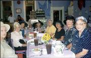 Nan Scott, center, celebrates her birthday with a luncheon with
friends at Madame Hatter's Tea Room in Eudora. From left are Marj
Benoit, Virgie Edwards, Susan Levine, Scott, Charlyn Orel, Pam
Casagrande, Claire Sutton and Frances Ingemann. Casagrande
submitted the picture. She and Sutton live in Eudora, the others
are of Lawrence.