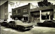 The TV movie "The Day After," which aired 20 years ago this week,
portrayed the destructive result of a nuclear attack on Lawrence.
In this downtown scene west of the intersection of Ninth and
Massachusetts streets, Weaver&squot;s Department Store is visible at far
left.