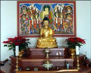 THE KANSAS ZEN CENTER DISPLAYS a Buddha sculpture. Members of the
Kansas Zen Center often use the sculpture as the focus of their
meditation.