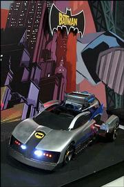 This Batmobile uses Video Encoded Invisible Light, or VEIL
technology. It can receive signals from, and interact with, a
Batman cartoon series as it is aired on TV. Batmobile was displayed
Feb. 10 at the American International Toy Fair in New York.