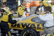 Driver Matt Kenseth, left, and team owner Jack Roush, right, spray
each other with champagne after Kenseth won the Subway 400. Kenseth
earned his first victory since March 2 in Sunday's NASCAR Nextel
Cup Series race at North Carolina Speedway near Rockingham, N.C.