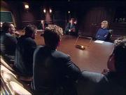 Donald Trump, center background, and his aides, George Ross,
background left, and Carolyn Kepchar, background right, face
candidates for the job of "The Apprentice." Trump is reveling in
the spectacular success of NBC&squot;s reality show, which got nearly 23
million viewers in the most recent ratings.