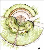 This is a rendering of Sesquicentennial Point, the plaza that will
be built near the Clinton Lake Dam to commemorate Lawrence's 150th
birthday.