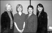 From left, Jean Milstead, Jane Bateman, Shirley Martin-Smith and
Marilyn Bittenbender attend the Bert Nash Community Mental Health
Center's 18th Pioneer Celebration. Milstead is the new chairwoman
of the center's governing board, Bateman and Martin-Smith are
former board chairwomen, and Bittenbender is outgoing board
chairwoman. The celebration was April 20.