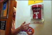 TO CRACK DOWN ON FALSE ALARMS, some residence halls have placed
covers on fire alarms. When the cover is pulled, resident
assistants at the front desk of residence halls are notified.