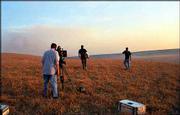 Producer Clark Balderson, left, director Steve Balderson and
cinematographer Jonah Torreano scout locations in Wabaunsee County
while filming "Firecracker." The difficulties of mounting this
feature are captured in the documentary "Wamego: Making Movies
Anywhere." Balderson will speak about his experience at the Kan
Film Festival where he will be presented with the Independent
Filmmaker&squot;s Award.