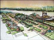An artist's rendering of the Rockaway Beach, Mo., waterfront shows
gambling casinos and restaurants. A vote to approve gambling in the
area is set for Aug. 3.