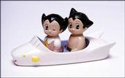 Lawrence artist and retired Kansas Universisty art professor Roger
Shimomura loaned these salt and pepper shakers of Astroboy and Uran
to the Spencer Museum of Art for its latest exhibition, "Pop Goes
Godzilla: Japanese Pop Culture & Globalization."