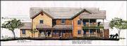 This architect&squot;s rendering shows the front elevation of the
Delaware Street Commons co-housing project at 12th and Delaware
streets. Delaware Street Commons, when completed will be home to 23
families that have their own living quarters but share a common
house and open areas that promote a "neighborly feel."