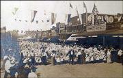 Paraders marched down Massachusetts Street to celebrate Lawrence's
semi-centennial in 1904. Organizers of a parade scheduled for
Saturday, when Lawrence marks its 150th anniversary, promise the
biggest parade in years in the city.