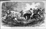 Missourians crossed the border in May 1858 and murdered five
Free-State men in Linn County. The Marais des Cygnes Massacre was
generally viewed as the last major violent occurrence during the
territorial period. The site of the massacre is now one of the
Kansas State Historical Society's historic properties.