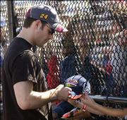 NASCAR Nextel cup driver jeff gordon signs in Autograph Alley at
Kansas Speedway. Gordon appeared Saturday in Kansas City, Kan., in
preparation for today's Banquet 400.
