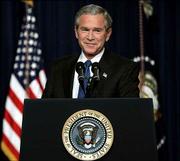 President Bush pauses during his first news conference after his
re-election at the Eisenhower Executive Office Building Thursday in
Washington.