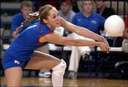 Kansas University senior libero Jill Dorsey makes a dig against
Baylor. Dorsey and the Jayhawks swept the Bears, 3-0, Wednesday
night at Horejsi Center.
