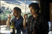 Failed novelist and wine aficionado Miles Raymond (Paul Giamatti)
takes a pre-wedding road trip with soon-to-be groom Jack (Thomas
Haden Church) in Alexander Payne's "Sideways."
