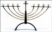 Hanukkah candelabrums can be found in many styles, from ornate
antiques to sculpture-like modern pieces.