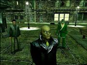 The character Morpheus, front, played by Laurence Fishburne in the
series of futuristic "Matrix" movies, remains prominent in the
video game "The Matrix Online."
