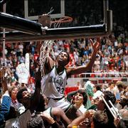 Michigan State guard Earvin "Magic" Johnson cuts down the nets
after winning the NCAA title in this photo from March 26, 1979, in
Salt Lake City -- one of 49 Final Fours covered by Lawrence
photographer Rich Clarkson.<br>
<a href=
"http://www2.kusports.com/photos/galleries/2005/mar/30/clarksons_ku_basketball/">
<img src="http://www.ljworld.com/art/icons/icon_photo.gif" border=
"0" alt="photo"> Photo Gallery: Rich Clarkson&squot;s KU
Basketball</a><br>
<a href=
"http://www2.kusports.com/photos/galleries/2005/mar/30/richard_clarksons_ncaa/">
<img src="http://www.ljworld.com/art/icons/icon_photo.gif" border=
"0" alt="photo"> Photo Gallery: Richard Clarkson&squot;s
NCAA</a><br>
