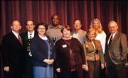 Representatives from area businesses were recognized for their
outstanding 2004-2005 United Way employee campaigns at the United
Way of Douglas County annual meeting Feb. 24. From left are Glynn
Sheridan, Sunflower Bank; Rich Lorenzo, American Red Cross; Sarah
Jane Russell, GaDuGi SafeCenter; Mike Webb, Hallmark Cards; Pat
Sullivan, KU Federal Credit Union; Bob Kocour, Stephens Real
Estate; Judy Billings, Lawrence Chamber of Commerce; Bonnie Lowe,
First Bank; and Don Johnson, Intrust Bank.