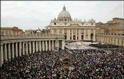Mourners crowd St. Peter's Square during the funeral Mass for Pope
John Paul II. An estimated 350,000 people stood in and around the
square for Friday's service in Vatican City.