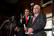 Senate Majority Leader Bill Frist, R- Tenn., left, and Sen. John McCain, R- Ariz., two possible presidential hopefuls in 2008, are well-positioned financially to campaign for the office.