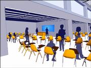This architectural rendering shows a new South Junior High School with movable classroom doors and walls. The school's cost will be $26.5 million.