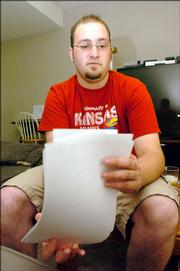 Geoff Griffith, a 20-year-old Lawrence resident, has lost $2,000 in a popular e-mail scam. The Johnson County Community College student had to dip into his tuition money to compensate for the loss.