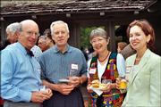 From left, Stephen Hill, Dick and Sue Himes, and Emily Hill visit during the United Way's Spirit of Kaw Valley Assn. annual reception June 1. Hosts of the event were Mark and Sandy Praeger and the United Way of Douglas County board of directors.