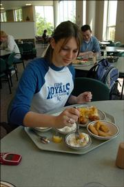 Samantha Remmers, now a sophomore from Sabetha, has lunch during spring semester at Ekdahl Dining Commons in Lewis Hall.