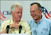 Former Presidents Clinton and Bush announce a fund for victims, similar to the one they spearheaded after the Asian tsunami.