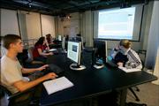 Students, left to right, Adam Garge, of Dover, N.H., Laura Kaplan, of Orangeburg, N.Y., and Sue Madden, of Reading, Mass., work during Rensselaer Polytechnic Institute professor Shawn Lawson's Animation I class Sept. 13 at RPI in Troy, N.Y.