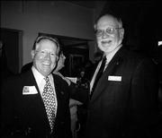 Phil Harrison and Allen Wiechert, both of Lawrence, attend a Kansas State Day reception Aug. 21 after the celebration service at Washington National Cathedral. Harrison's wife, Beth, sang with the Lawrence-based Motet Singers before the service.