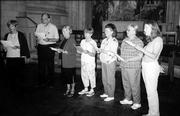 Members of the Motet Singers, of Lawrence, perform in Washington National Cathedral's crypt chapel of St. Joseph of Arimathea. From left are Su Johnson, Ken Blair, Polly Miranda, Mary Glasnapp, Dee Blaser, Pat Blair and Becky Lord. They performed before a Kansas State Day service Aug. 21 at the cathedral. The Motet Singers, a 16-member ensemble, is directed by Dave Grisafe. The group is celebrating its 30th anniversary.