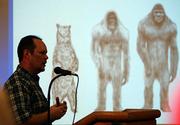 Daryl Colyer, lead field researcher for the Texas Bigfoot Research Center, delivers the kickoff presentation Saturday at the Texas Bigfoot Conference in Jefferson, Texas. Hundreds gathered Saturday at the fifth annual Texas Bigfoot Conference to look at casts of footprints and hear about the latest sightings and other evidence they say proves Bigfoot exists.