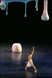 Dancer Jennifer Goggans performs an excerpt from "Views on Stage." The dance will be on the program when the Merce Cunningham Dance Company performs Tuesday night at the Lied Center.